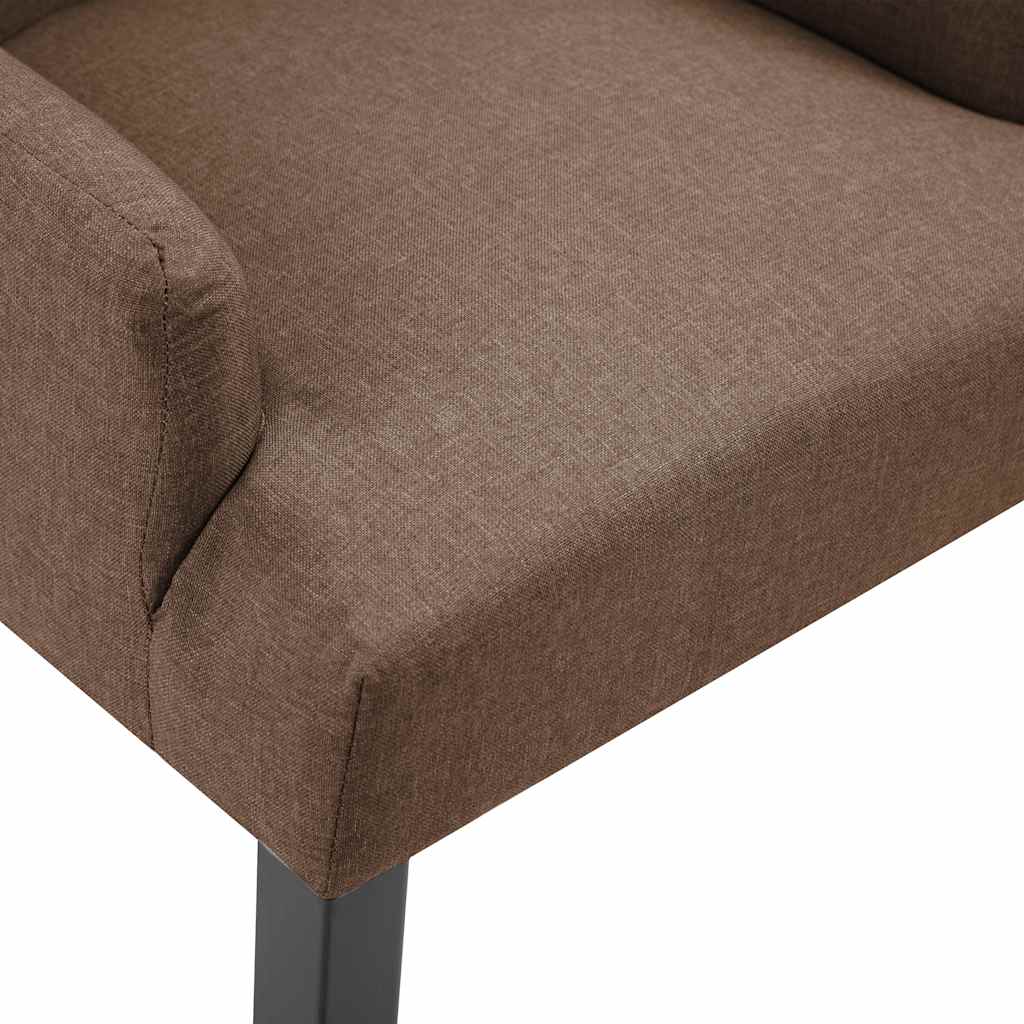 Dining Chair with Armrests Brown Fabric
