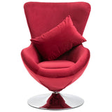 Swivel Egg Chair with Cushion Red Velvet - Front View