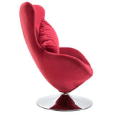 Swivel Egg Chair with Cushion Red Velvet - Side View