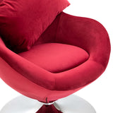 Swivel Egg Chair with Cushion Red Velvet - 45-Degree Angle