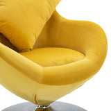 Swivel Egg Chair with Cushion Yellow Velvet - 45-Degree Angle