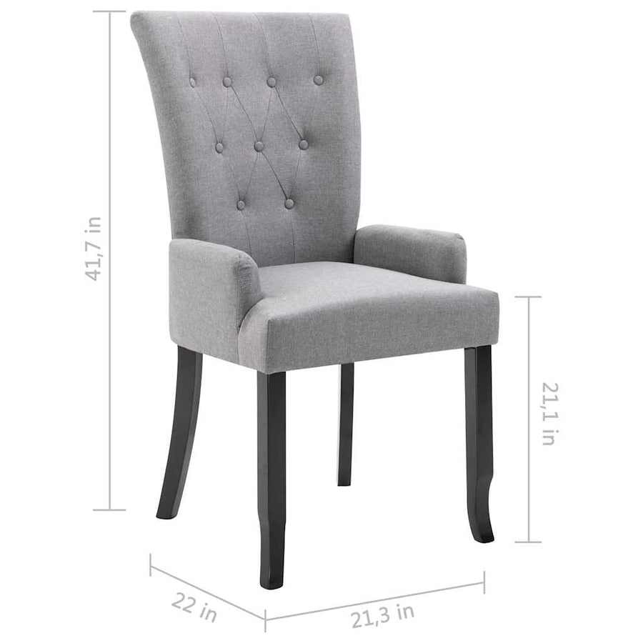 Dining Chair with Armrests Light Grey Fabric