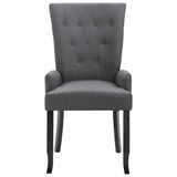 Dining Chair with Armrests Dark Grey Fabric