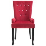 Dining Chair with Armrests Red Velvet - Side View