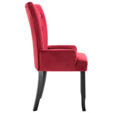 Dining Chair with Armrests Red Velvet - Top-Down View