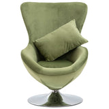 Swivel Egg Chair with Cushion Light Green Velvet - Front View