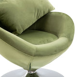 Swivel Egg Chair with Cushion Light Green Velvet - 45-Degree Angle