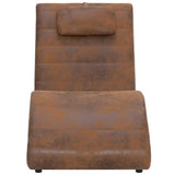 Chaise Longue with Pillow Brown Faux Suede Leather - Side View