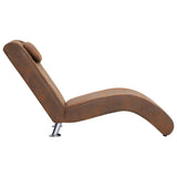 Chaise Longue with Pillow Brown Faux Suede Leather - Top-Down View