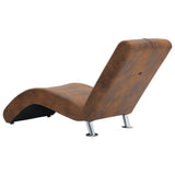 Chaise Longue with Pillow Brown Faux Suede Leather - 45-Degree Angle