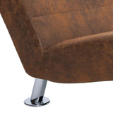 Chaise Longue with Pillow Brown Faux Suede Leather - Low Angle