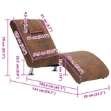 Chaise Longue with Pillow Brown Faux Suede Leather