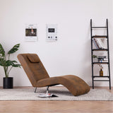 Chaise Longue with Pillow Brown Faux Suede Leather