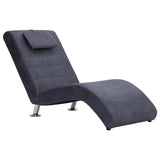 Chaise Longue with Pillow Grey Faux Suede Leather