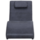 Chaise Longue with Pillow Grey Faux Suede Leather