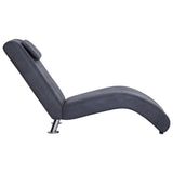 Chaise Longue with Pillow Grey Faux Suede Leather - Top-Down View