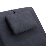 Chaise Longue with Pillow Grey Faux Suede Leather