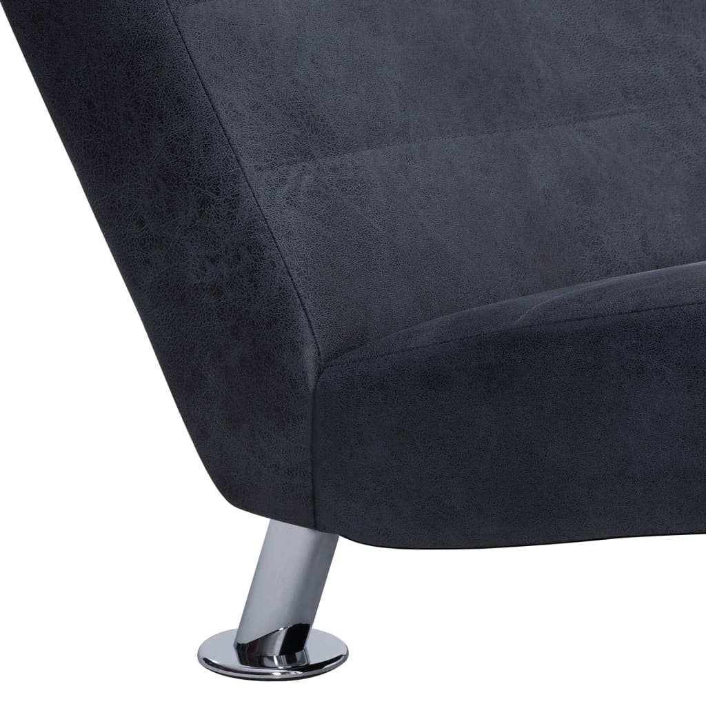 Chaise Longue with Pillow Grey Faux Suede Leather