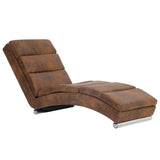 Chaise Longue Brown Faux Suede Leather - Front View