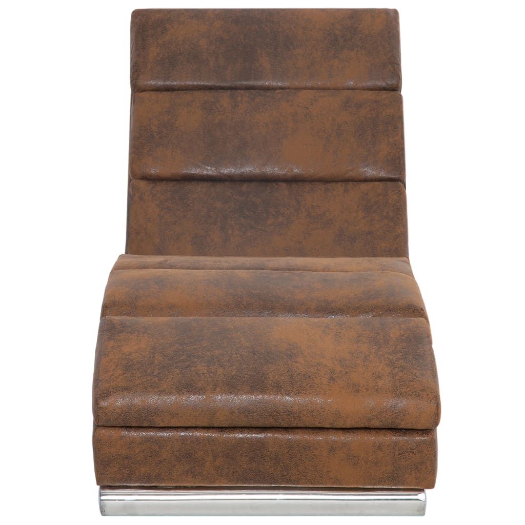 Chaise Longue Brown Faux Suede Leather