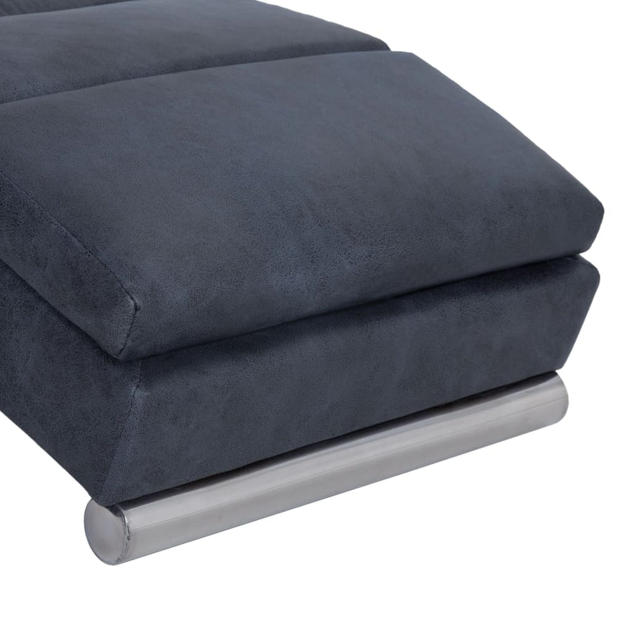 Chaise Longue Grey Faux Suede Leather