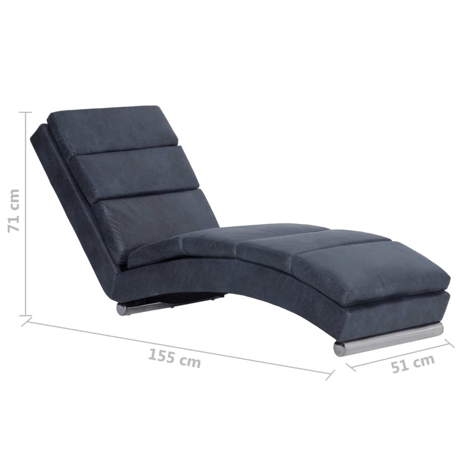 Chaise Longue Grey Faux Suede Leather