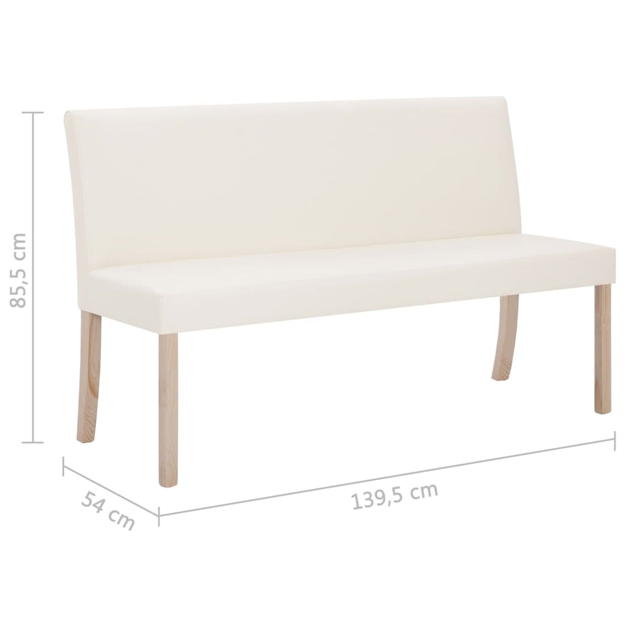 Bench 139.5 cm Cream Faux Leather