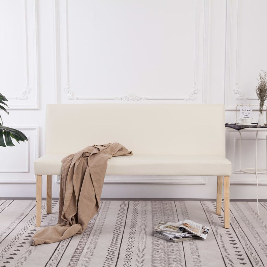 Bench 139.5 cm Cream Faux Leather