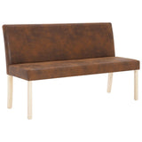 Bench 139.5 cm Brown Faux Suede Leather - Front View