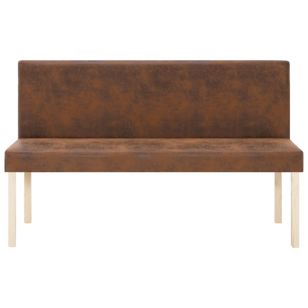 Bench 139.5 cm Brown Faux Suede Leather