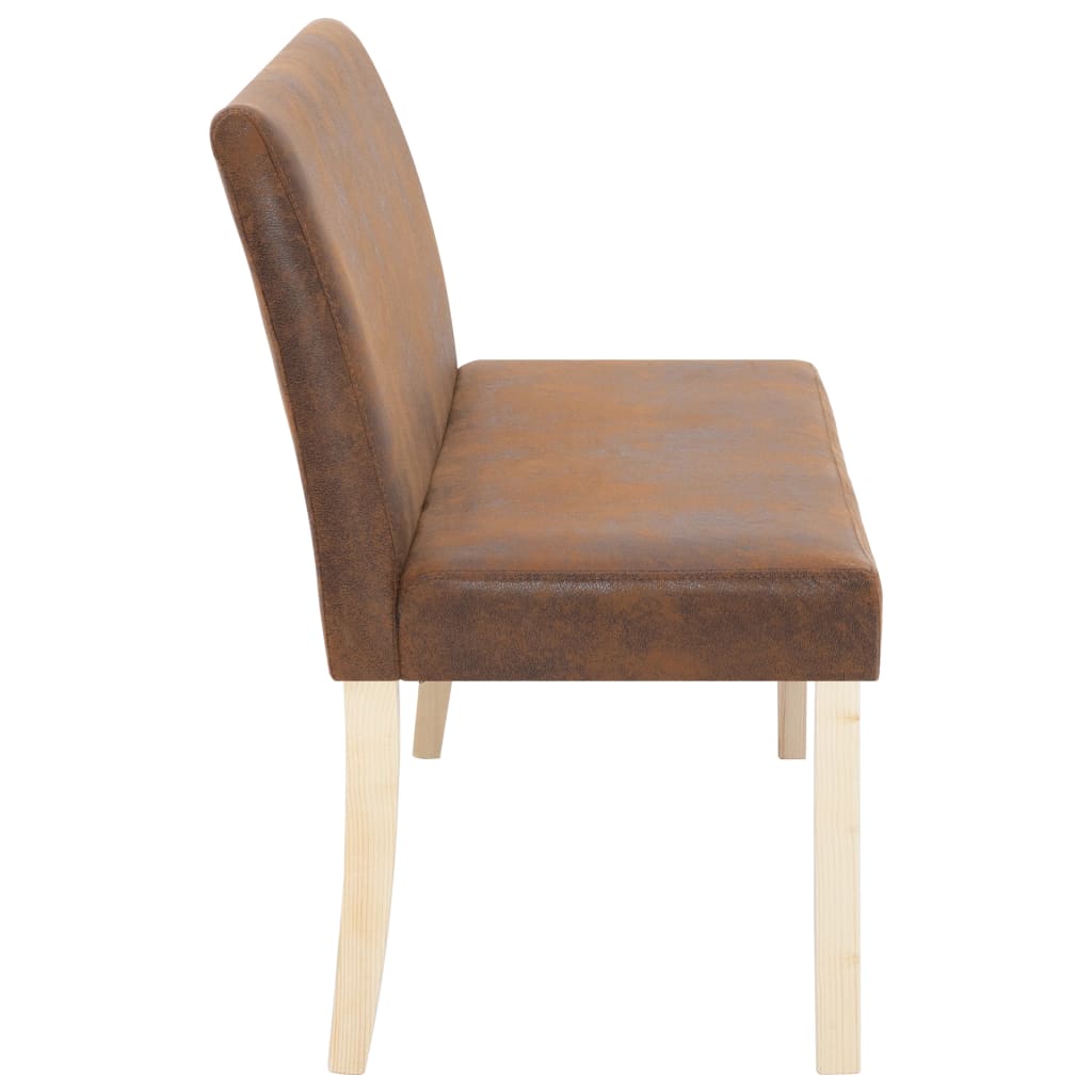 Bench 139.5 cm Brown Faux Suede Leather
