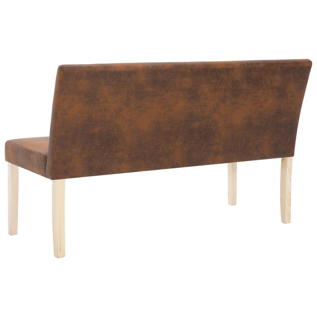 Bench 139.5 cm Brown Faux Suede Leather