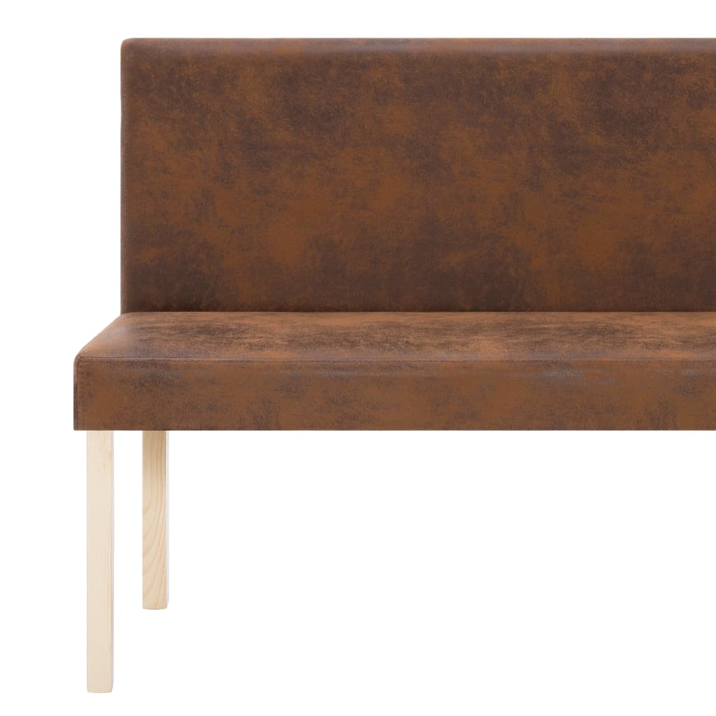 Bench 139.5 cm Brown Faux Suede Leather