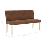 Bench 139.5 cm Brown Faux Suede Leather
