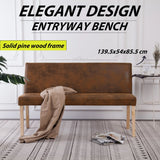 Bench 139.5 cm Brown Faux Suede Leather