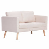 2-Seater Sofa Fabric Cream - Front View