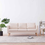 3-Seater Sofa Fabric Cream