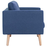 3-Seater Sofa Fabric Blue - 45-Degree Angle