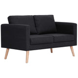 2-Seater Sofa Fabric Black - Front View