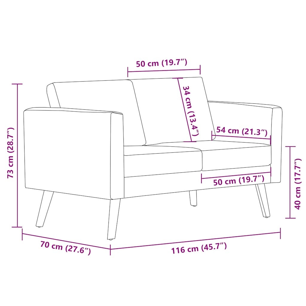 2-Seater Sofa Fabric Black