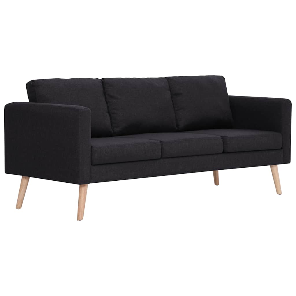 3-Seater Sofa Fabric Black