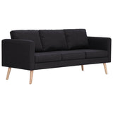 3-Seater Sofa Fabric Black - Front View