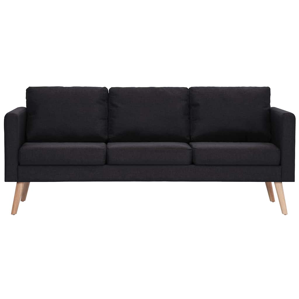 3-Seater Sofa Fabric Black