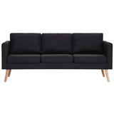 3-Seater Sofa Fabric Black - Side View