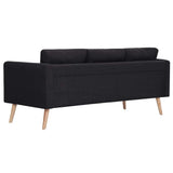 3-Seater Sofa Fabric Black - Top-Down View