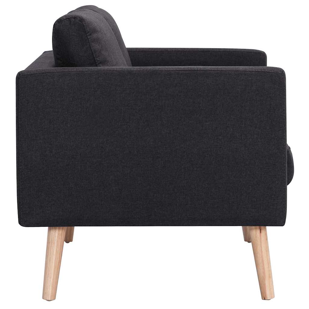 3-Seater Sofa Fabric Black