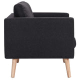 3-Seater Sofa Fabric Black