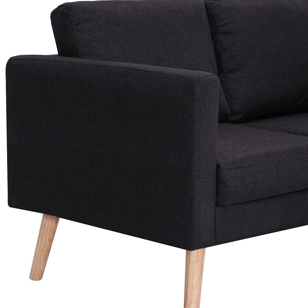 3-Seater Sofa Fabric Black