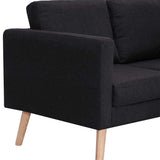 3-Seater Sofa Fabric Black