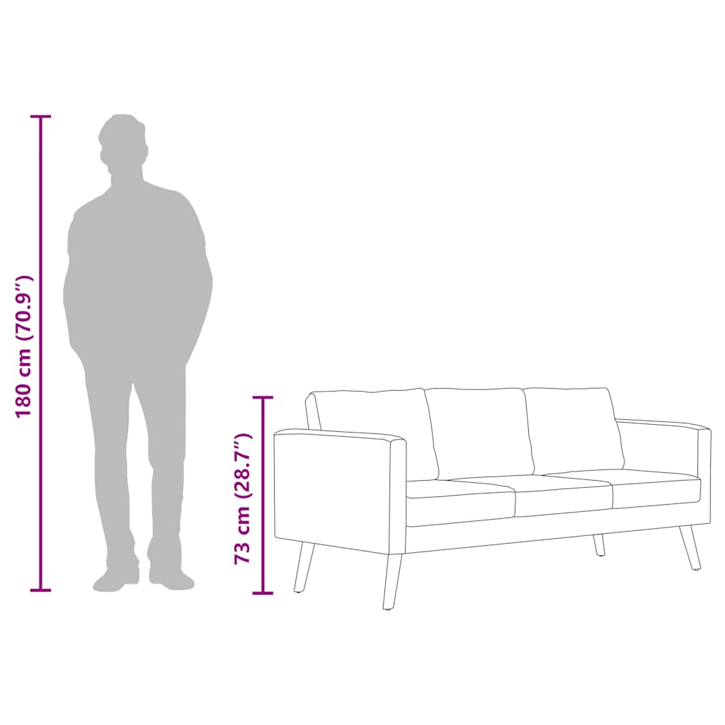 3-Seater Sofa Fabric Black